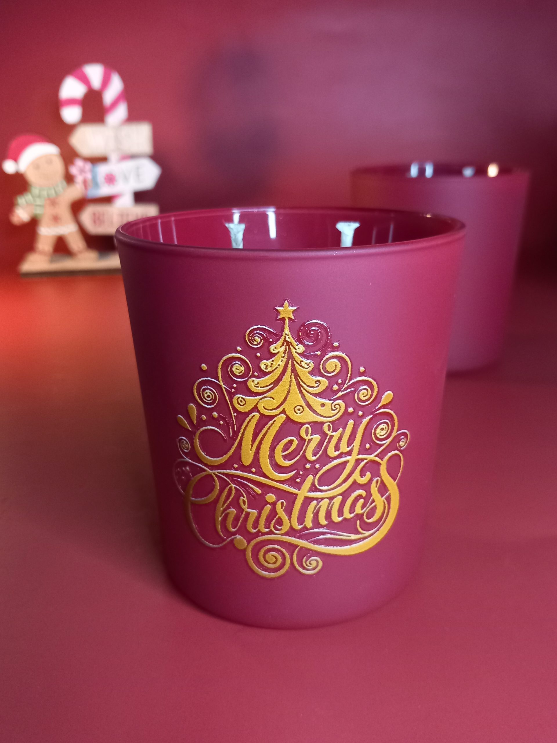 Merry Christmas Red Glass