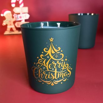 Merry Christmas Green Glass